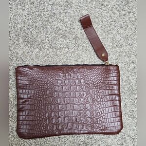 Brown Faux Crocodile Clutch NWOT